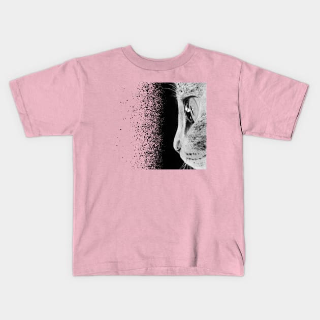 Cat Portrait Sketch Kids T-Shirt by mynaito